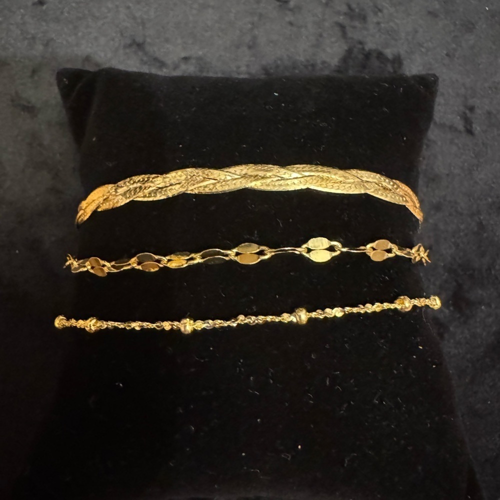 Italian 24KT Gold over Sterling Silver Bracelet Trio